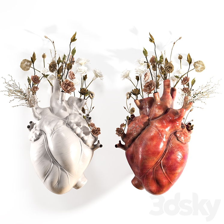 Wall Heart Vase 3DS Max Model - thumbnail 1