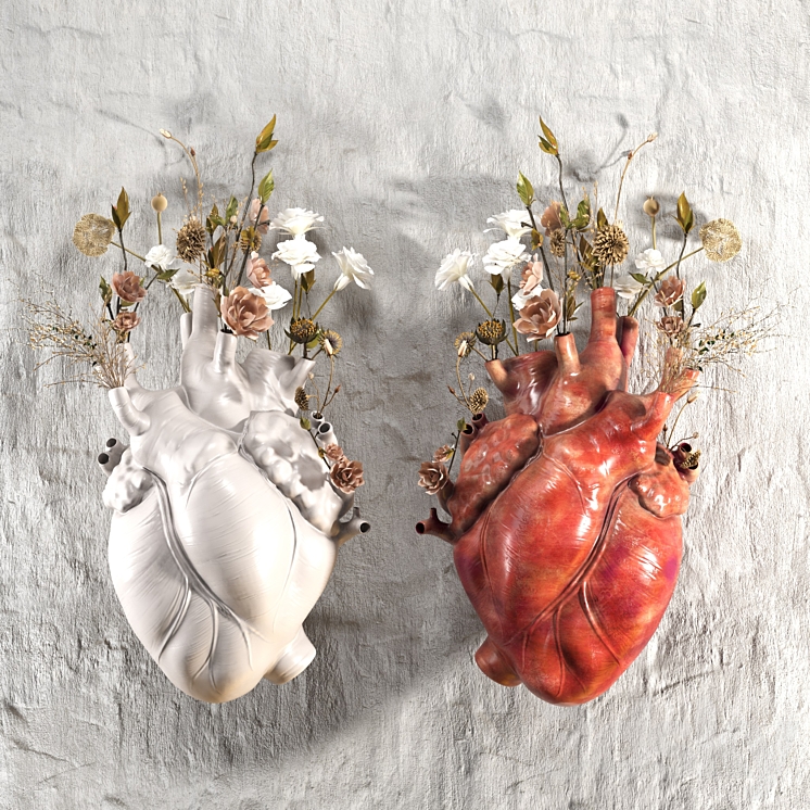 Wall Heart Vase 3DS Max Model - thumbnail 2