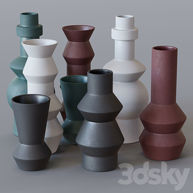 West Elm-Ceramic Totem Vases 3ds Max - thumbnail 1