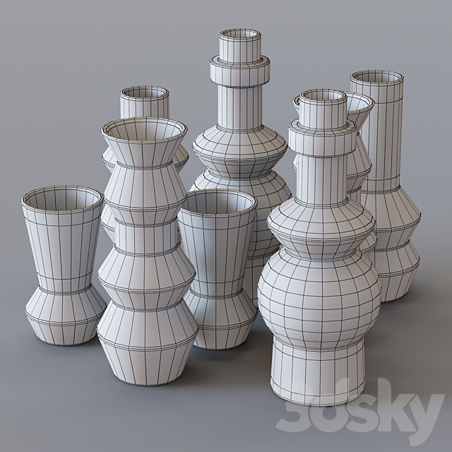 West Elm-Ceramic Totem Vases 3ds Max - thumbnail 2