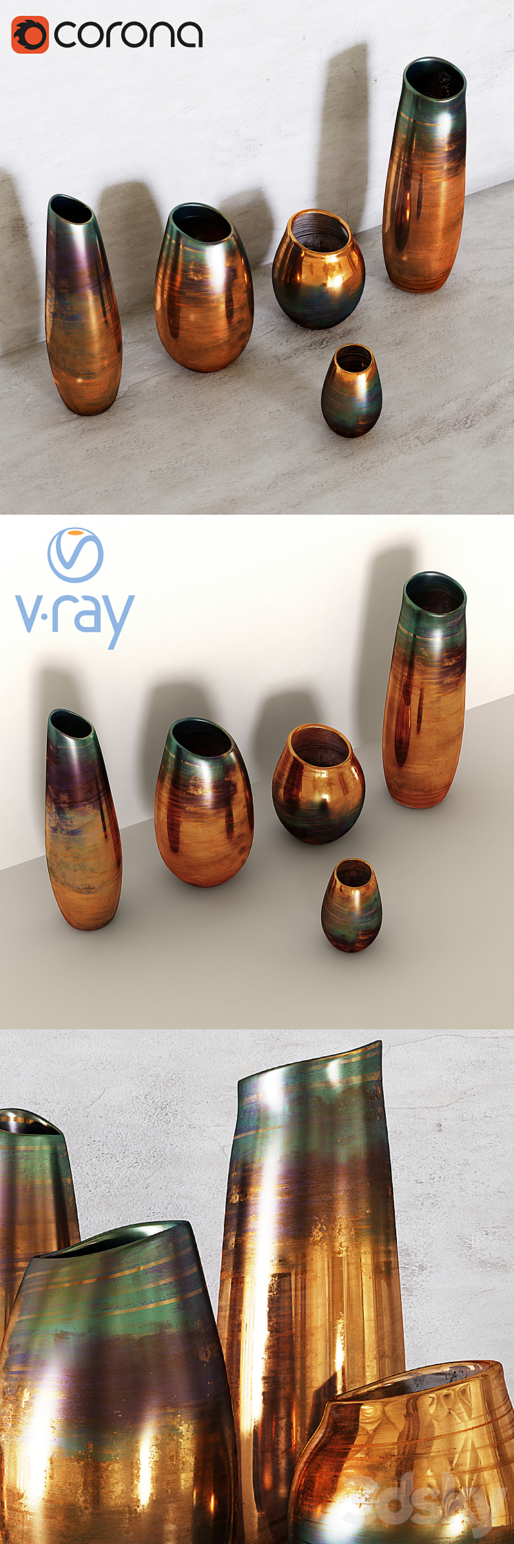 West Elm – Luster Curve Vases 3DS Max - thumbnail 2