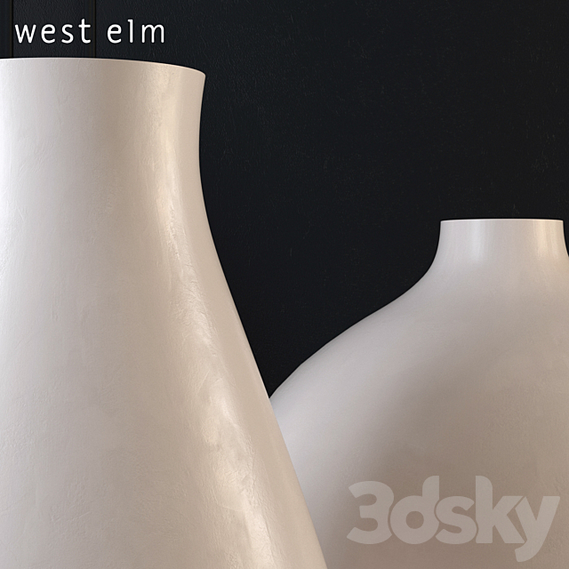 West Elm Oversized Pure White Ceramic Vases 3DSMax File - thumbnail 2