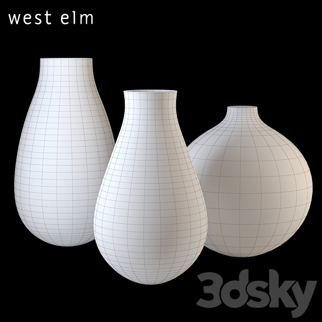 West Elm Oversized Pure White Ceramic Vases 3DSMax File - thumbnail 3