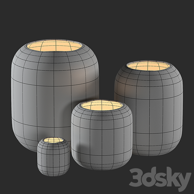 WestElm Pierced Constellation Ceramic Candleholders 3DS Max - thumbnail 2