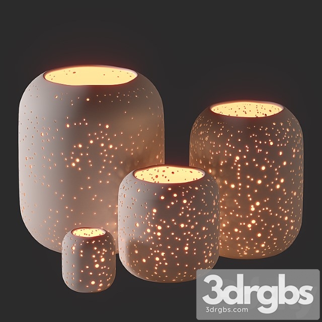 WestElm Pierced Constellation Ceramic Candleholders 3dsmax Download - thumbnail 1