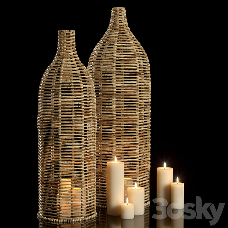 Wicker vases 3DS Max Model - thumbnail 1