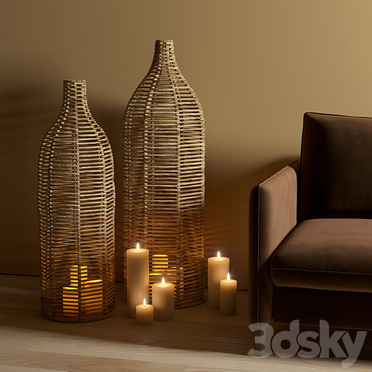 Wicker vases 3DS Max Model - thumbnail 2