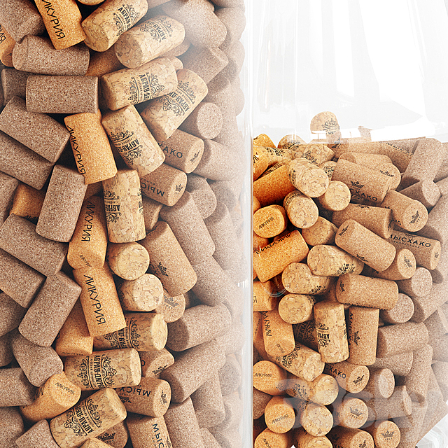 Wine corks in a vase decor 3DS Max Model - thumbnail 2