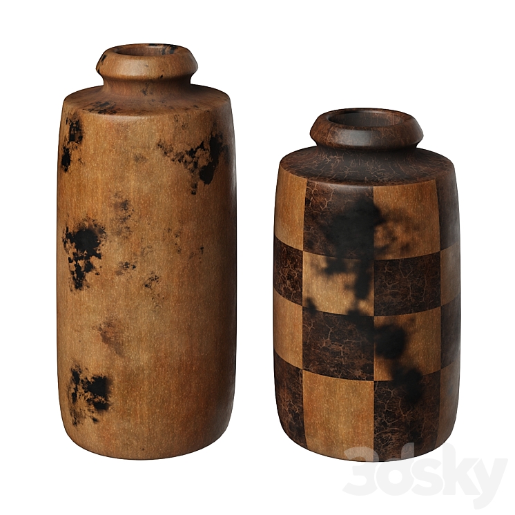 Wooden Vases 3DS Max Model - thumbnail 1