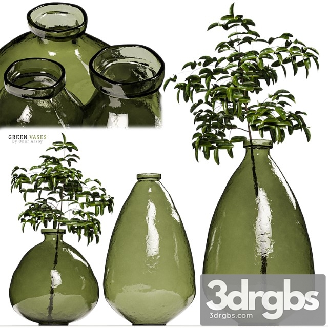 Zara home – green glass vases with plants - thumbnail 1