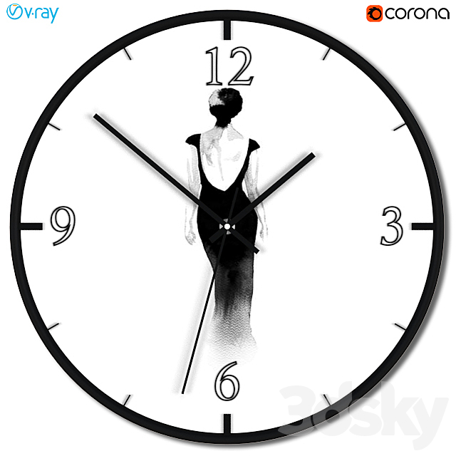 A set of wall clocks with fashion silhouettes 3DS Max Model - thumbnail 2