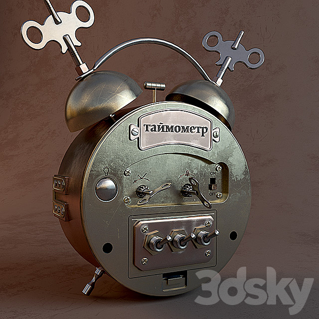 Alarm Clock Steampunk 3DS Max Model - thumbnail 2