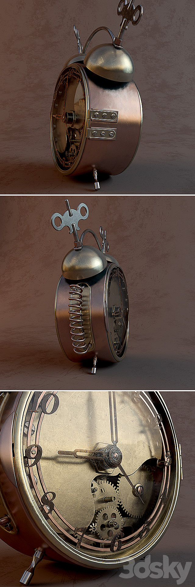 Alarm Clock Steampunk 3DS Max Model - thumbnail 3