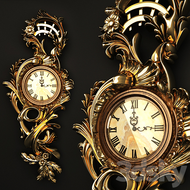 Antique Wall Clock 3DS Max Model - thumbnail 1