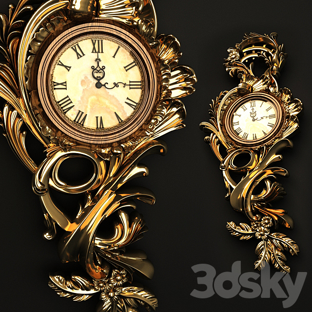 Antique Wall Clock 3DS Max Model - thumbnail 2