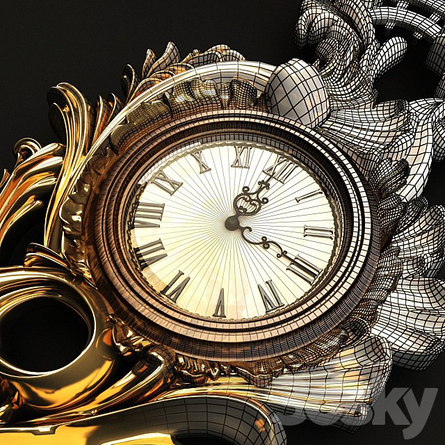 Antique Wall Clock 3DS Max Model - thumbnail 3