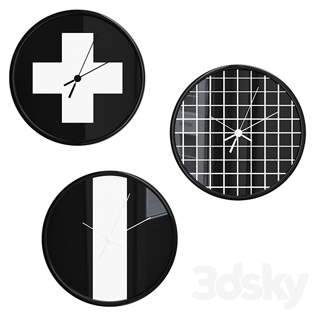 Black and white wall clock 3DSMax File - thumbnail 1