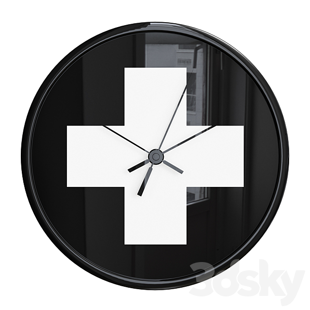 Black and white wall clock 3DSMax File - thumbnail 3