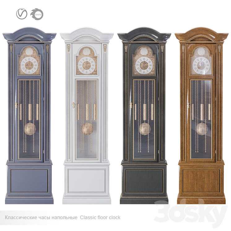 Classic Mechanical Grandfather Clock # 1 3DS Max Model - thumbnail 1