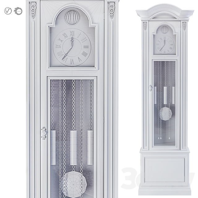 Classic Mechanical Grandfather Clock # 1 3DSMax File - thumbnail 3