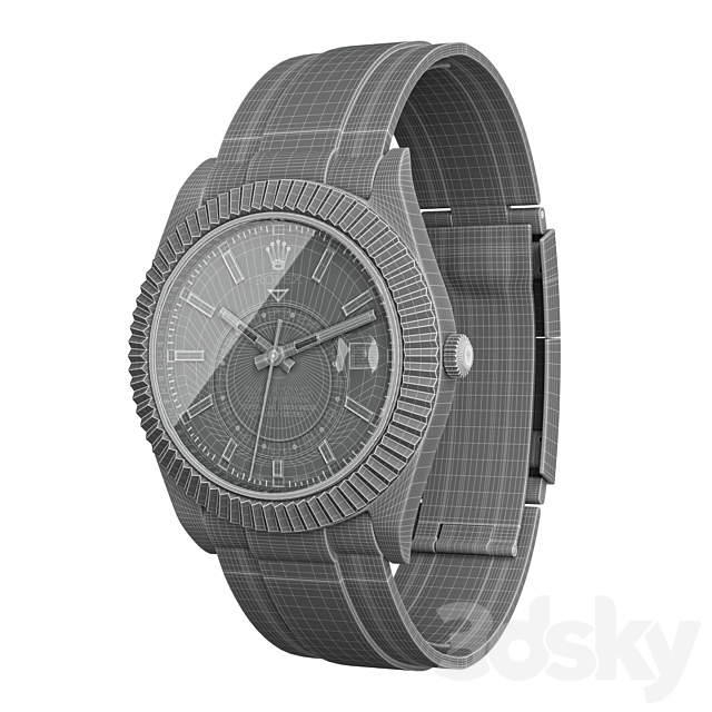 Classic Rolex Watch Oyster SKY – DWELLER 3DS Max Model - thumbnail 5