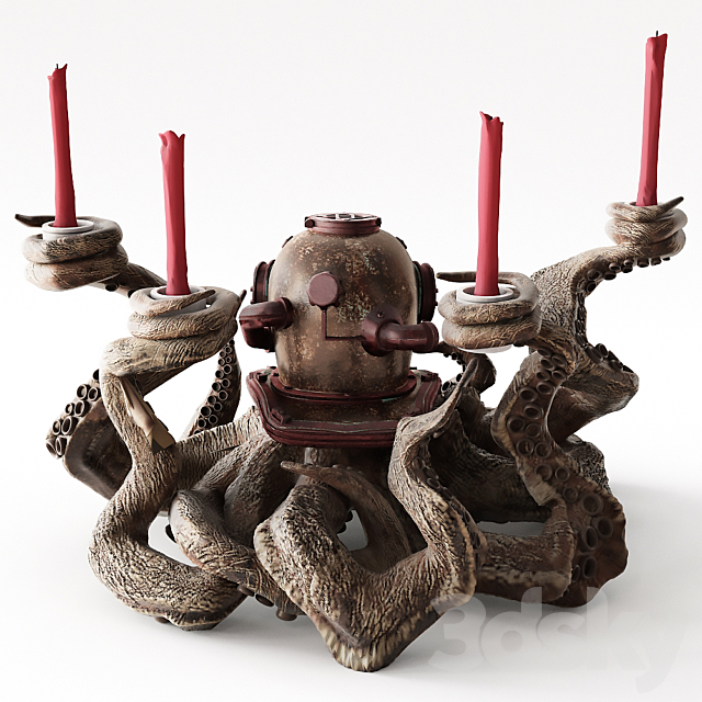 Clock and candlestick Octopus 3DSMax File - thumbnail 2