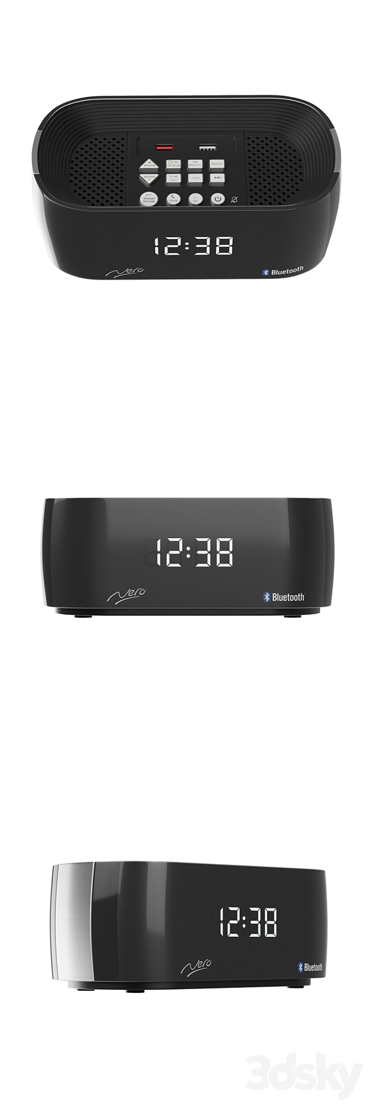 Clock Radio Titanium Bluetooth Alarm 3DS Max - thumbnail 2