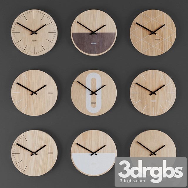 Collection of wall clocks 10 3dsmax Download - thumbnail 1