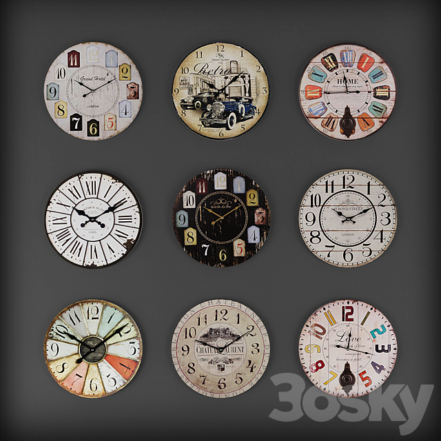 Collection of wall clocks 5 3DS Max Model - thumbnail 1