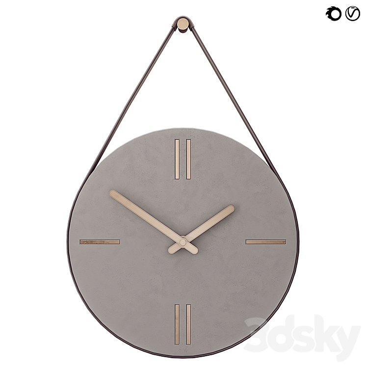 Concrete Hanging Wall Clock 3DS Max - thumbnail 1