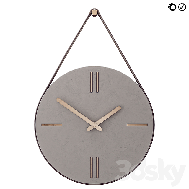 Concrete Hanging Wall Clock 3DSMax File - thumbnail 1