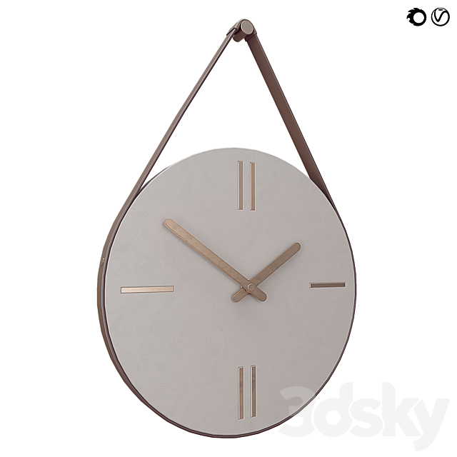 Concrete Hanging Wall Clock 3DSMax File - thumbnail 2