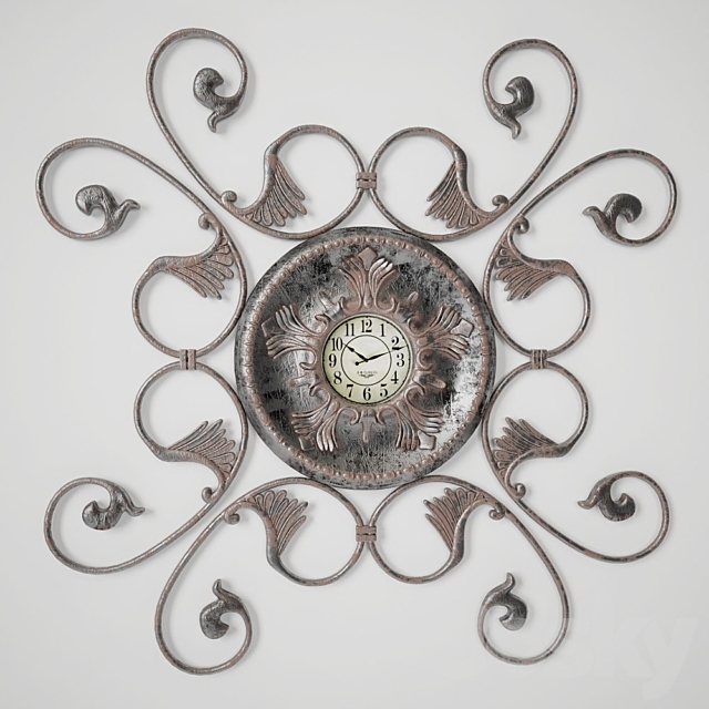 Decorative metal wall clock 3DS Max Model - thumbnail 1