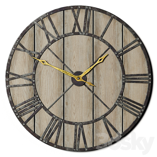 Decorative Rustic Wall Clock 3ds Max - thumbnail 1