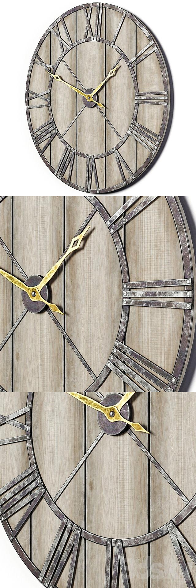 Decorative Rustic Wall Clock 3ds Max - thumbnail 2