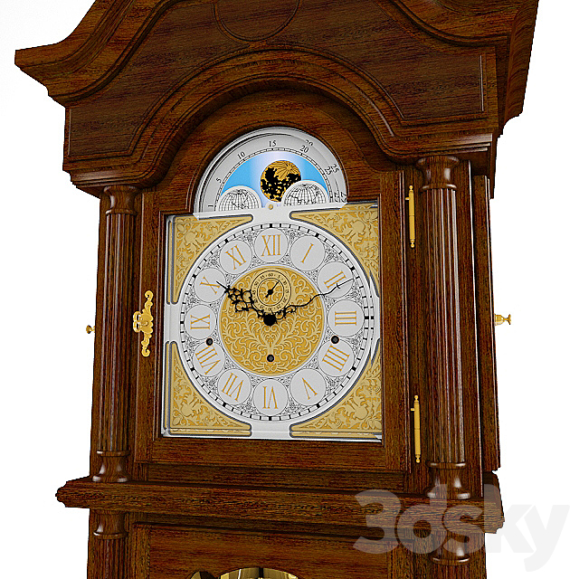 Floor clock Hermle 01093-031171 3DS Max Model - thumbnail 2