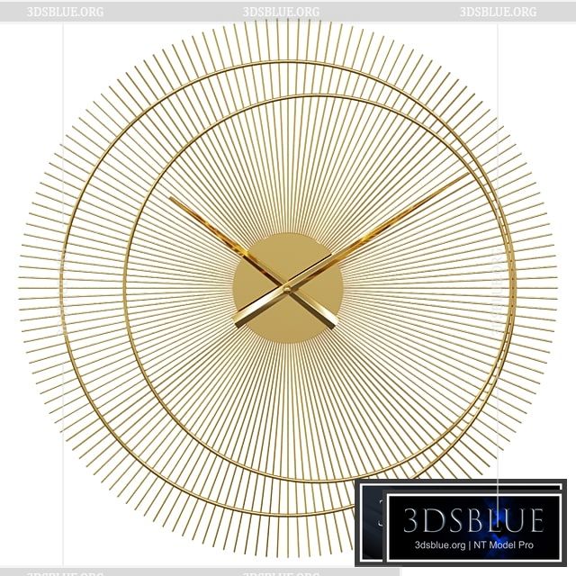 Gold metal clock D60cm Wall clock dubai 3DS Max - thumbnail 3