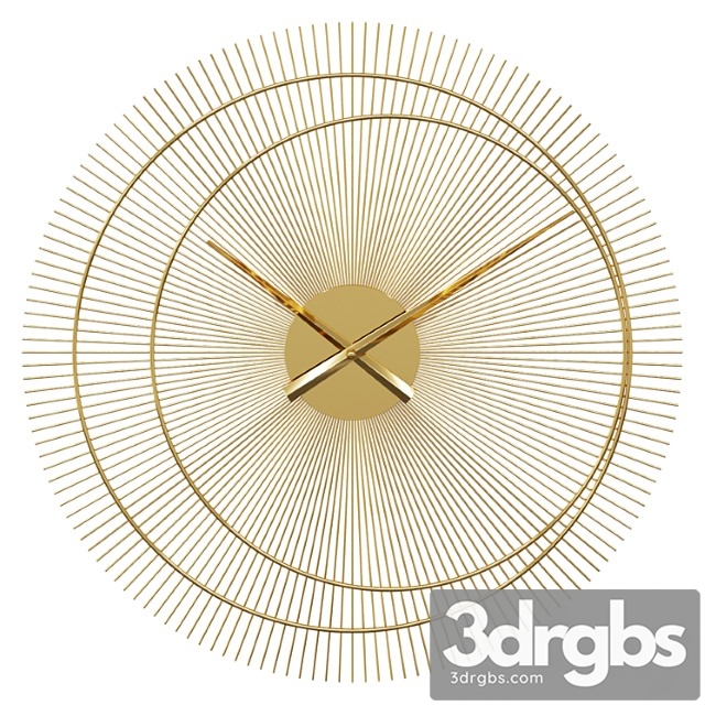 Gold metal clock d60cm wall clock dubai 3dsmax Download - thumbnail 1