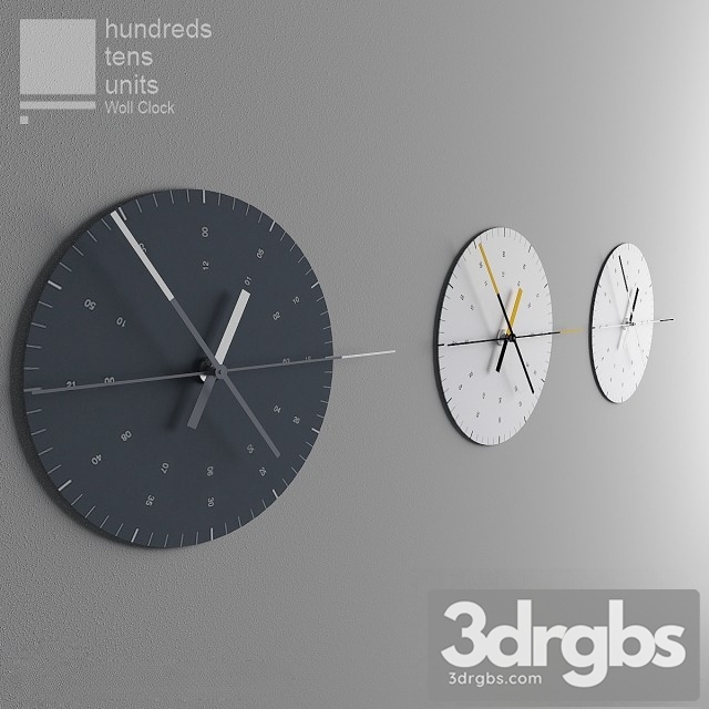 Haandreds Tens Units Wall Clock 3dsmax Download - thumbnail 1