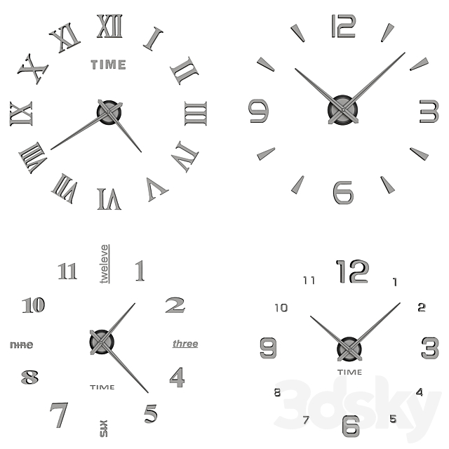 Large Wall Clock 3DS Max Model - thumbnail 2