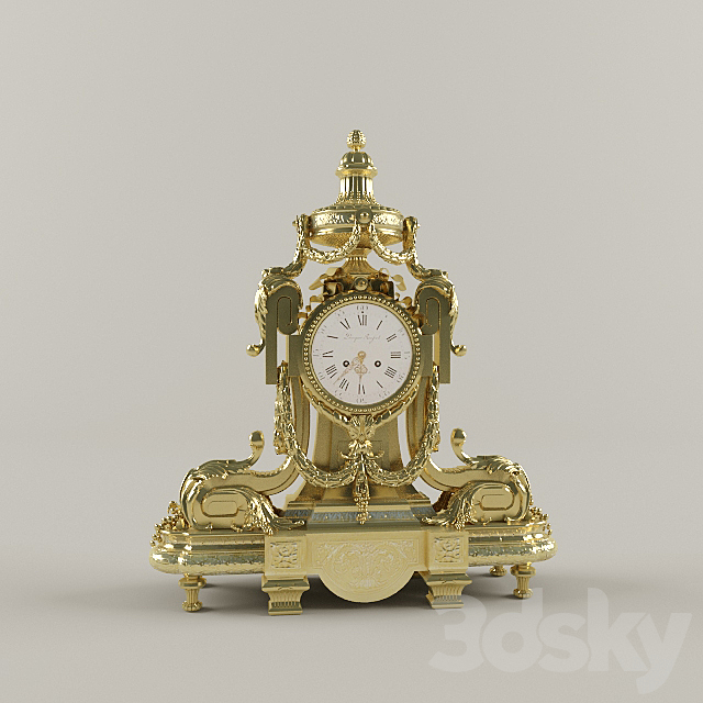 Mantel Clock Classic 3DS Max Model - thumbnail 1