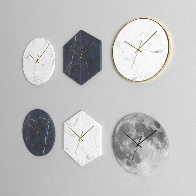 Marble Wall Clock Set 3ds Max - thumbnail 2