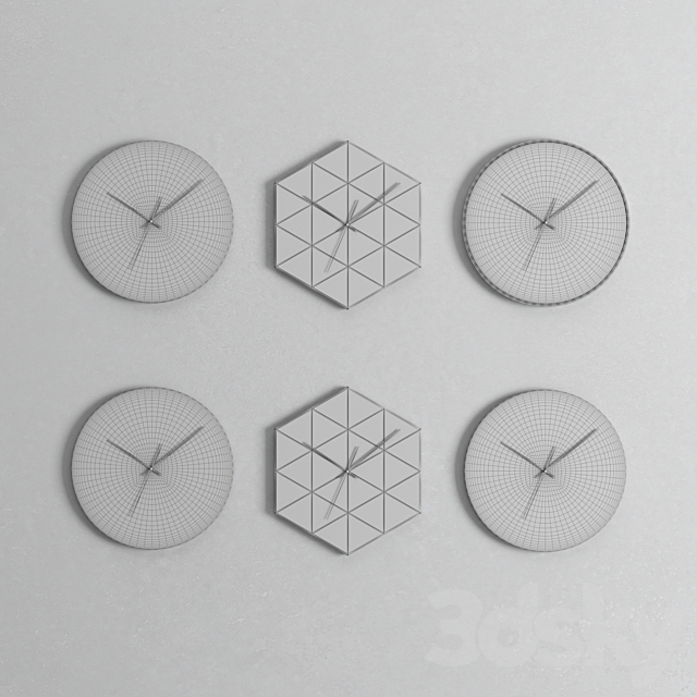 Marble Wall Clock Set 3ds Max - thumbnail 3