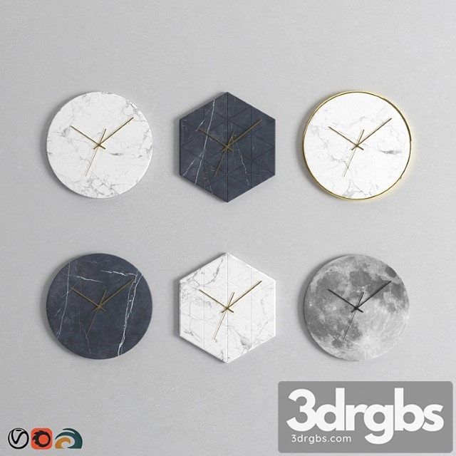 Marble wall clock set - thumbnail 1