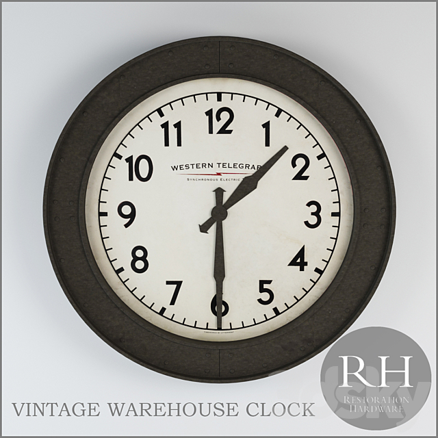 NEW VINTAGE WAREHOUSE CLOCK 3DSMax File - thumbnail 1