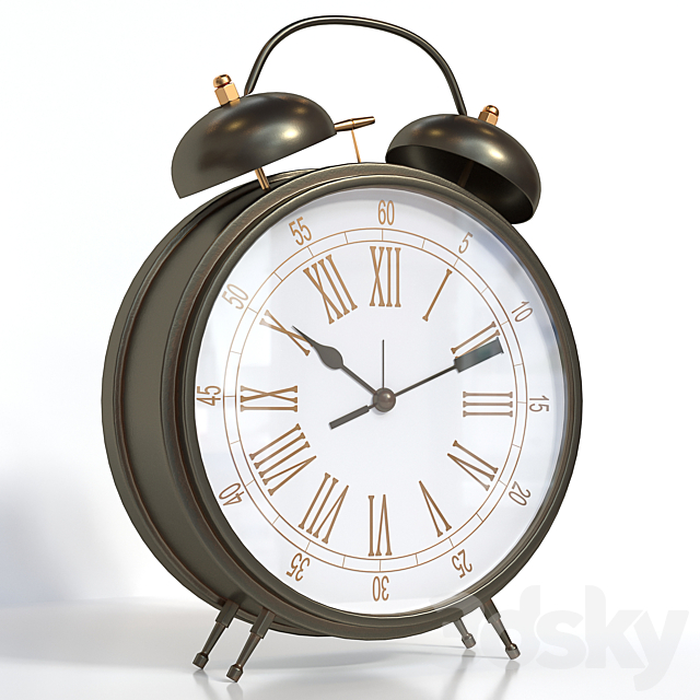 Old alarm clock 3ds Max - thumbnail 1