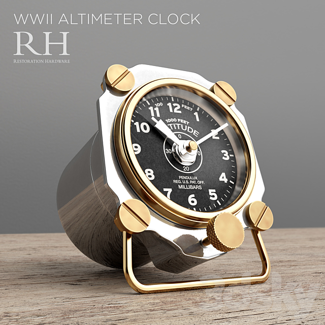 Restoration Hardware altimeter clock 3DSMax File - thumbnail 1