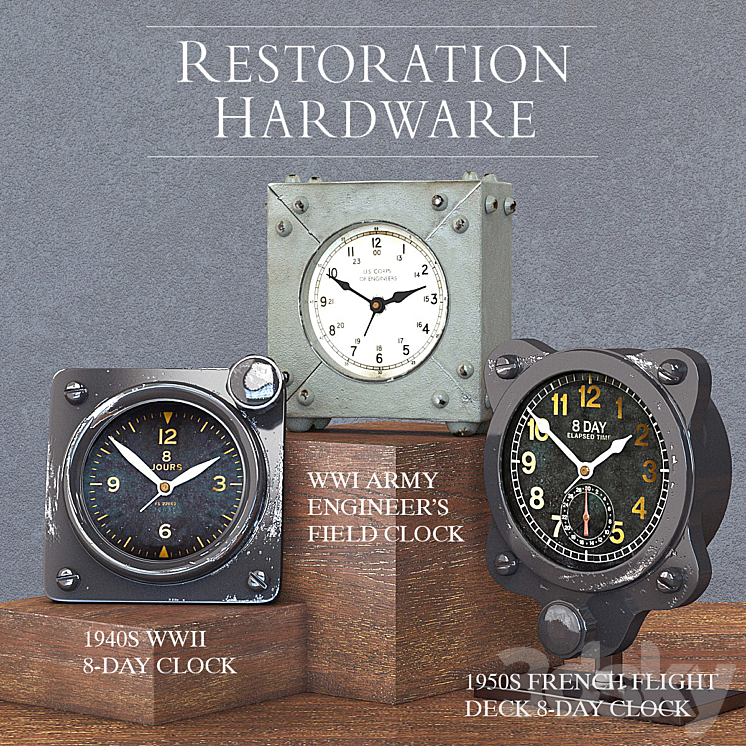 RH CLOCK DECORATION SET OF 3 3DS Max - thumbnail 1