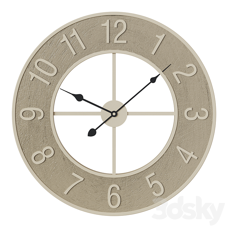 Rustic Aura wall clock 3DS Max Model - thumbnail 1