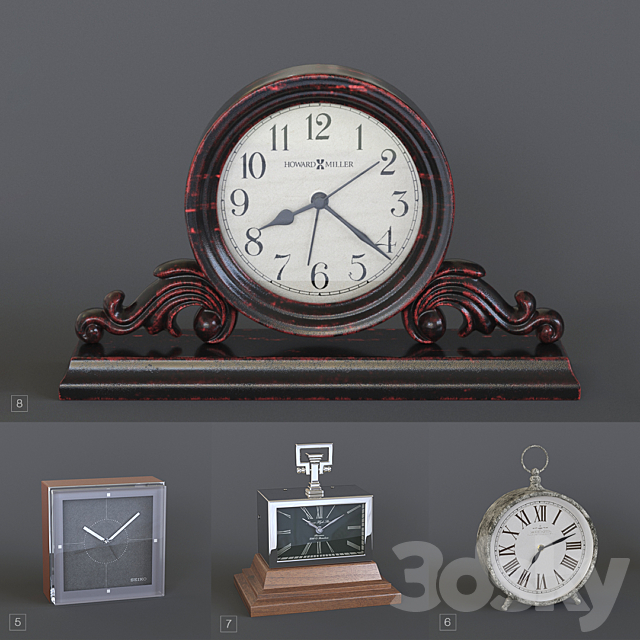 Table clock pack 02 3ds Max - thumbnail 1